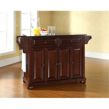 MODERN MARKETING CONCEPTS Alexandria Solid Black Granite Top Kitchen Island In Vintage Mahogany Finish KF30004AMA